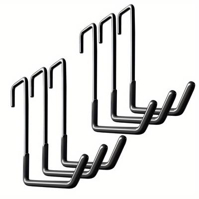 TEMU 6pcs Heavy Duty Metal Garage Hook Set, Anti-slip Pvc Coated, Contemporary Style, Multi-use Organizer For Bicycle, Ladder, Rope - Wall Mounted Storage Hook For Garden & Garage Image