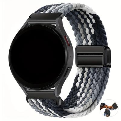 TEMU 20mm 22mm Strap Compatible With Galaxy Watch 7/6/5/4 44mm 40mm 6classic 47mm 43mm Band For Huawei Watch 4 3 2 Strap Elastic Nylon Magnetic Adjustable Image