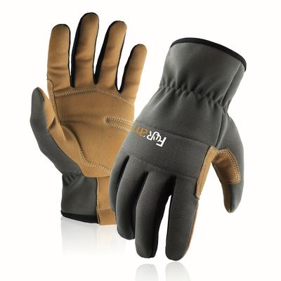 TEMU 1pair Lightweight Touchscreen Gloves For - Breathable Polyester, With Secure Elastic Wrist Closure, Beige & Dark Green, Gloves|touchscreen Compatible Image