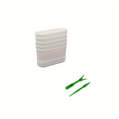 TEMU 3/5 Set Of Window Planter Rectangular, 8.9x3.5 Inch White Plastic Planter With Multiple Drainage Holes And Trays, Indoor Succulent Cactus Mint Planter, Suitable For Windowsill, Garden Balcony Image