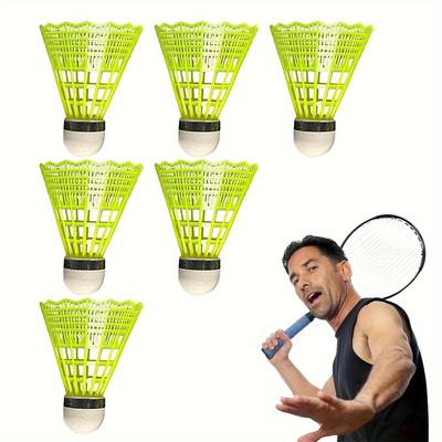 TEMU 6pcs Windproof Badminton Shuttlecocks - Flexible, Weather-resistant For Outdoor Sports Training, White/yellow