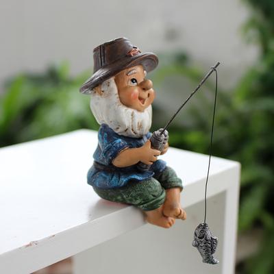 TEMU Resin Fishing Gnome Ornament With Unique Hat – Smiling And On Fishing, Exquisite Details For Garden, Home, Or Fish Decor, Garden Decor | Gnome | Intricate Design, Gnome Garden Decor Image