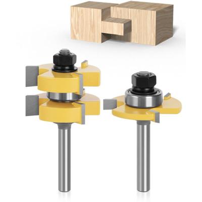 8mm Schaft Matched Nut und Feder Fräser Set 3 Zähne T Form Holz Fräser Schneiden Holzbearbeitung Image