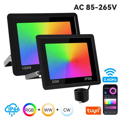 LED Floodlight Tuya Smart RGB Floodlight IP66 Outdoor LED Spotlight AC85-265V Multicolor Garden Lights For Outdoor Lighting
