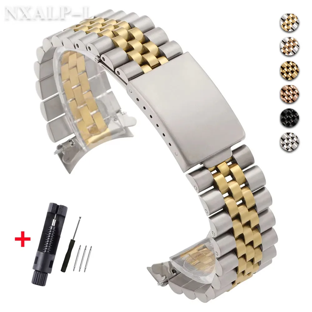 Armband für Rolex Daytona Submariner GMT Yacht-Master, gebogenes, massives Edelstahlarmband für Jubilee-Armband 18/19/20/21/22 mm Image