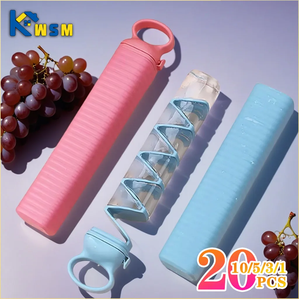 1–20 Stück langlebige, streifenförmige Eiswürfelform, schnelles Einfrieren von Eis, DIY-Werkzeug, einfaches Entformen, Zugtyp, Eisbox für Kühlschrank Image