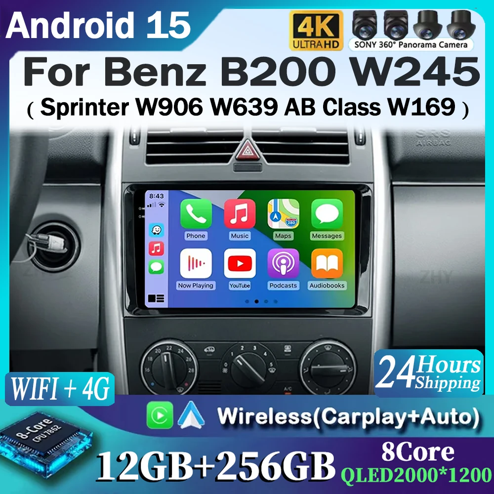 Carplay Auto Für Mercedes Benz B200 Sprinter W906 W639 AB Klasse W169 W245 Multimedia Auto Radio Player 4G Stereo GPS Navigation Image
