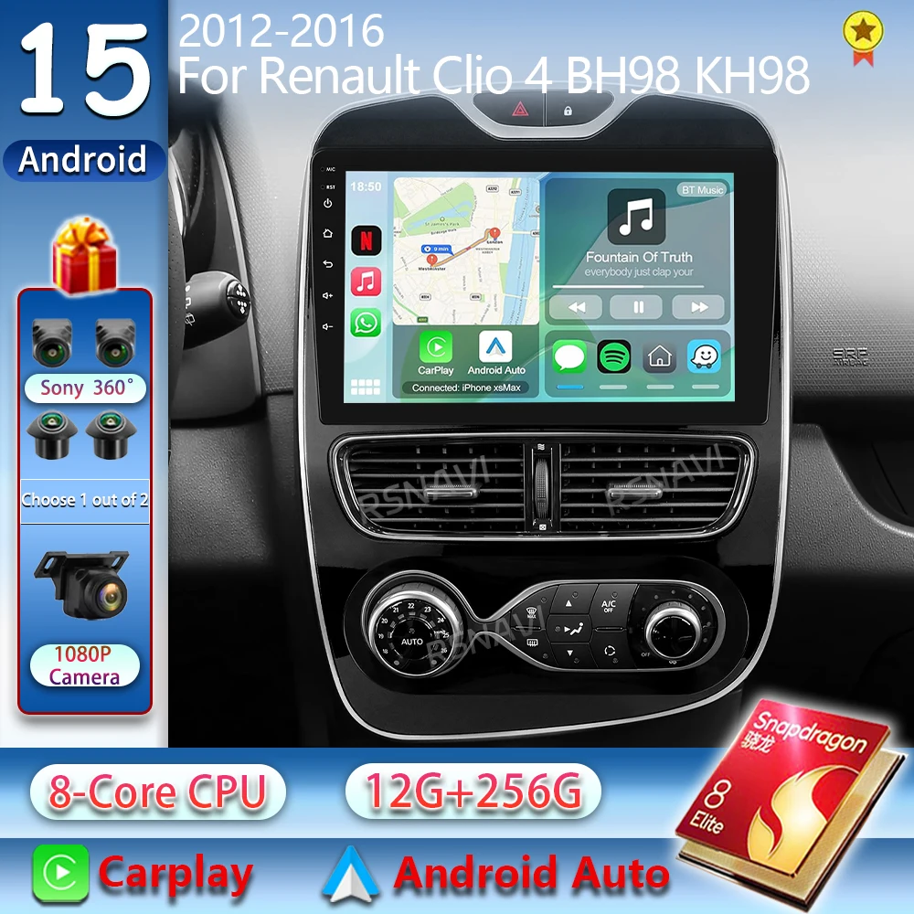 Android 15 Für Renault Clio 4 BH98 KH98 2012-2016 2K QLED Android Auto Radio Multimedia Video Player GPS AI Stimme CarPlay Stereo Image