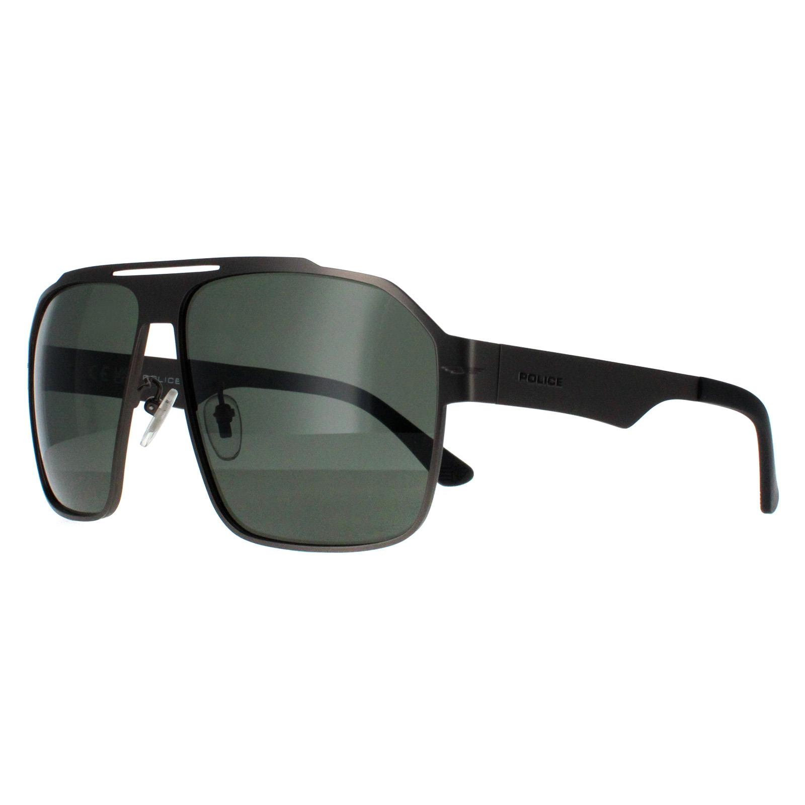 Polizei Pilotenbrille Herren Matt Satiniert Bakelit Grau Grün Polarisiert SPLL08 Summit 1 Image