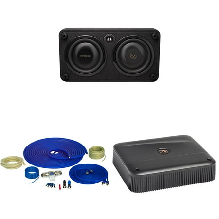 Infinity REFERENCE1000SSL Single 10â€� THIN enclosure with Passive Radiator with Infinity Reference-6001A Mono 600w X 1 Amplifier With Bass Knob and 4GA Pure Copper Amp Wiring Kit