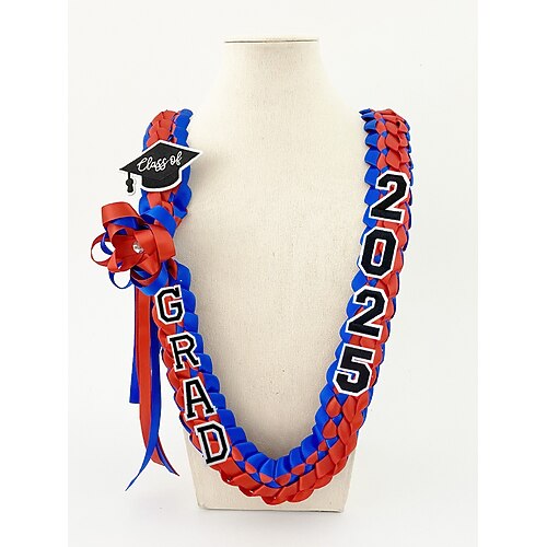corona di laurea classe 2025 - collana con nastro intrecciato con lettere di laurea e ciondolo a forma di cappello, regalo ricordo fatto a mano per cerimonia di laurea di scuola superiore e università