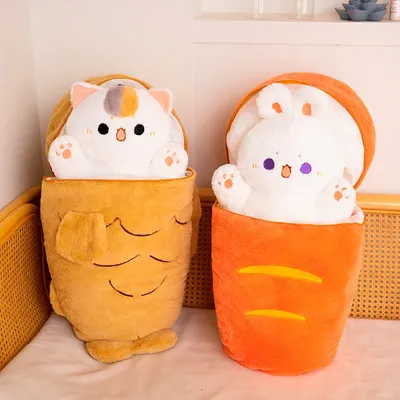 30-80cm Taiyaki Plush Toy Delicious Street Food And Lovely Animal Rabbit Cat Japanese Desserts Kids