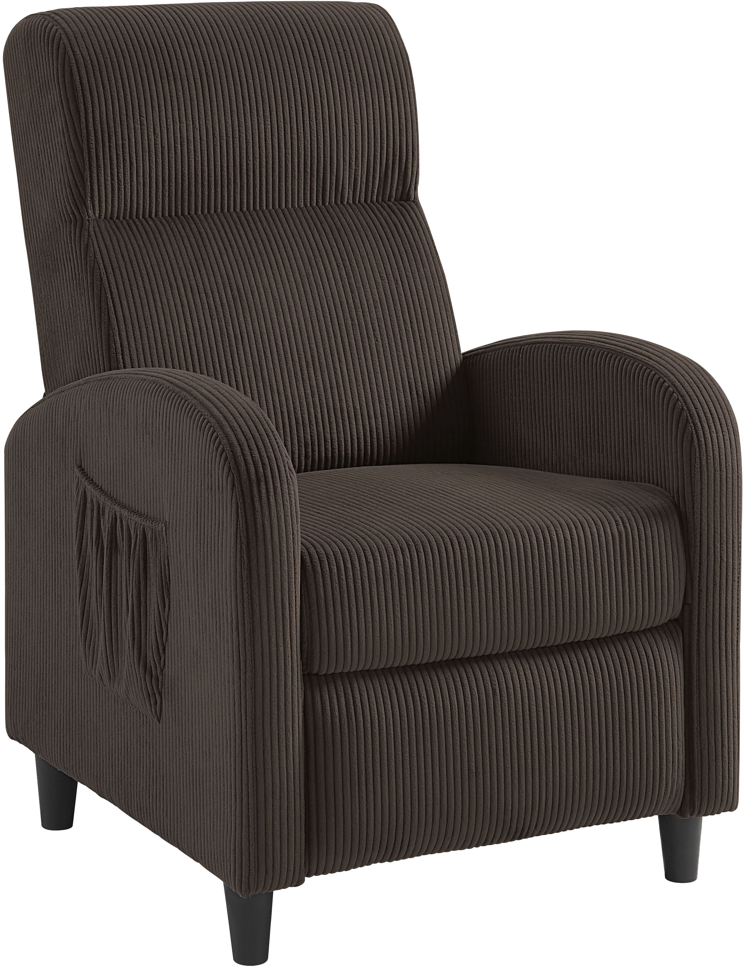 Relaxsessel "Tom", braun, B:65cm H:102cm T:90cm, 100% PES, ATLANTIC HOME COLLECTION, Sessel, Relaxsessel, mit Relaxfunktion, inklusive seitlicher Tasche, TV-Sessel mit Funktion