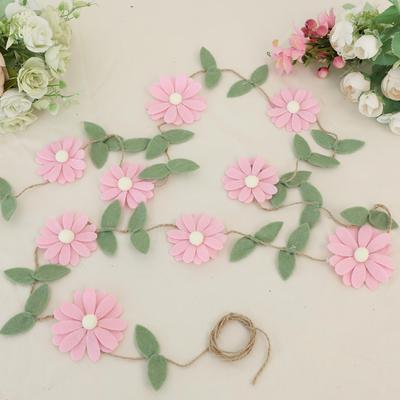 TEMU 1pc Handmade Felt Daisy Flower Garland With Twine - Multipurpose Princess Theme Banner For Birthday, Room & Garden Decor, Holiday Use Without Electricity Image
