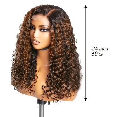 TEMU Day Gift [human Hair Lace Front Wig] 1b/30 Human Hair Deep Wave Glueless Wig - 5x5 Hd Lace Frontal Pre Cut 150% Density Image