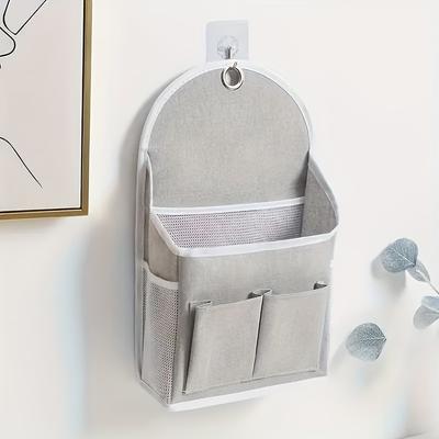 TEMU 2-pocket Mesh Wall Hanging Storage Bag, Multi-functional Fabric Organizer For Dorm, Closet, Essentials, Living Room Wall Mounted Accessory Image