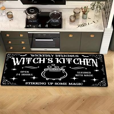"TEMU "witchy 's Kitchen" Halloween Letter Printed Non-slip Rug - , With Magic, Stirring Up - In Multiple Sizes Decor" Image