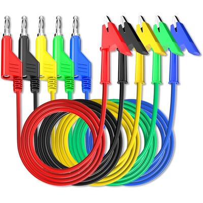 Dolaso - 4-mm-Messleitungen, stapelbarer Bananenstecker auf Krokodilklemmen, flexibles Kabel, 1 m Image