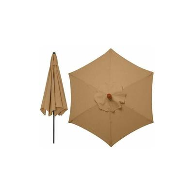 Ersatzbezug für Gartensonnenschirm, 6 Arme, 3 Meter, Ersatzschirmbezug, nur Baldachin (Khaki) Image