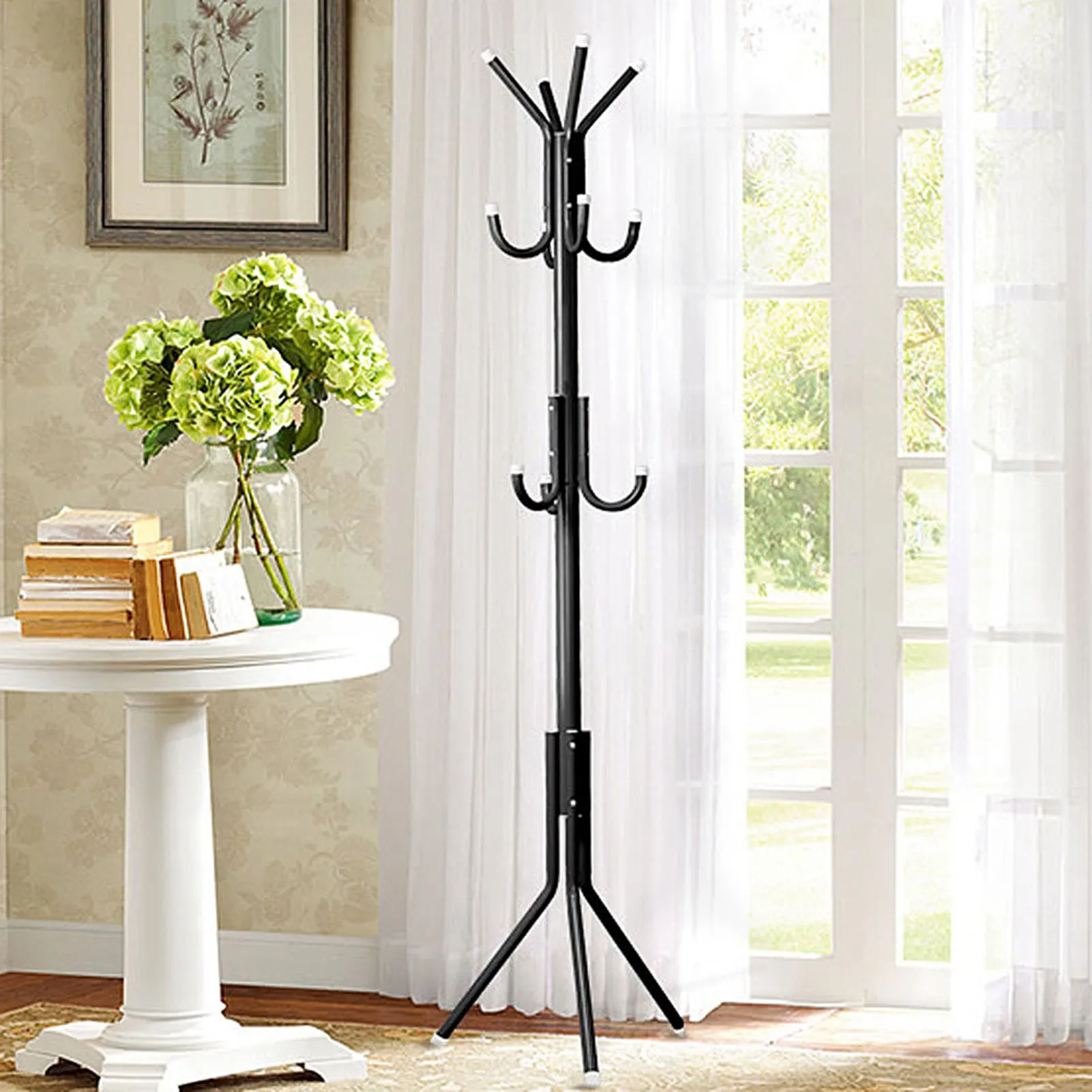 Coat Clothes Stand Multi Hook Metal Coat Hat Rack Tree Stand Clothes Bag Hanger Organizer for Home Bedroom Coat Hat Tree Stand