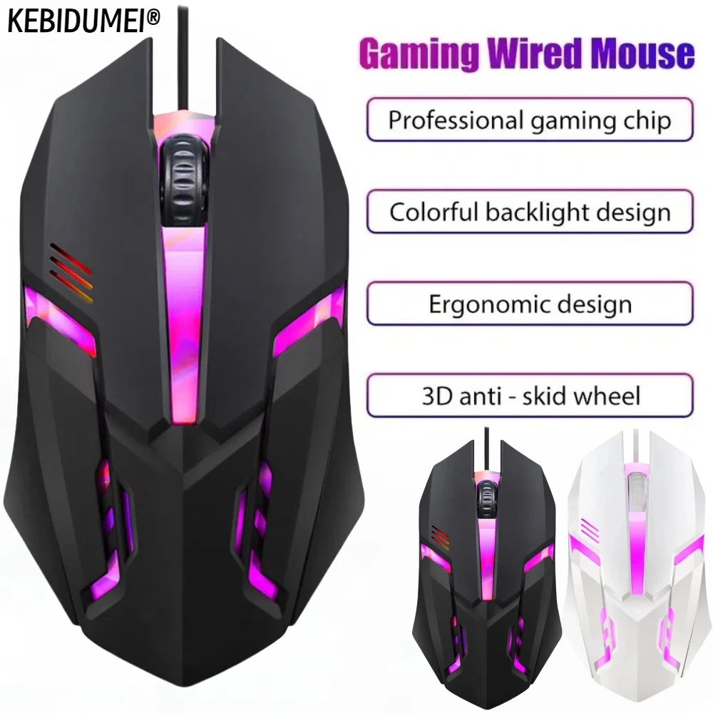USB Wired Gaming Maus 5000 DPI 3 Tasten Stille Mause Hintergrundbeleuchtung Professionelle Gamer Mäuse Ergonomische Computer Maus Für PC Laptop Image
