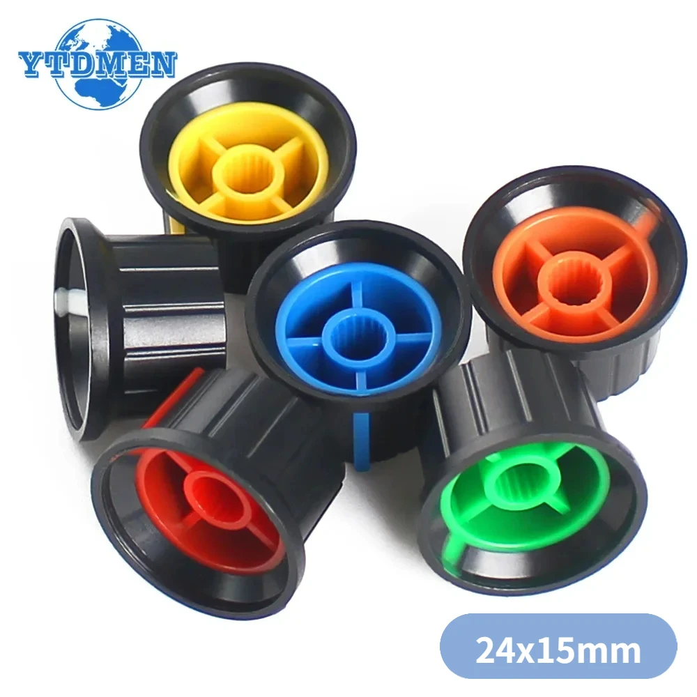 5/30PCS 24x15mm Potentiometer Knopf Kappe Lautstärkeregler Knöpfe Gelb Weiß Blau Rot Orange Grün für Encoder Elektronik Image