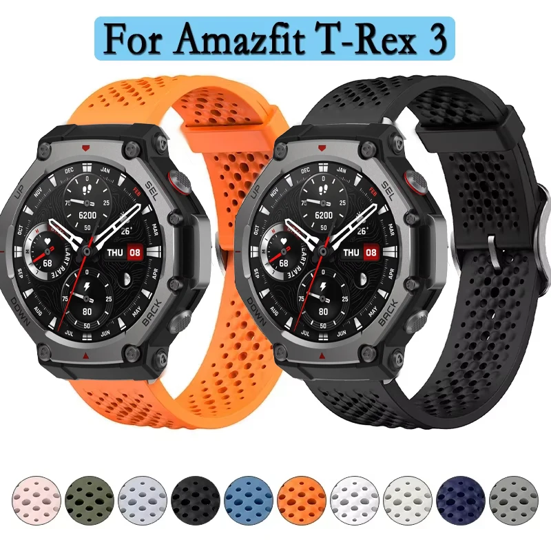Atmungsaktives Silikonband für Amazfit T-Rex 3 Smart Watch Sportarmband Handgelenk Armband Correa für Huami Amazfit t rex 3 Armband Image
