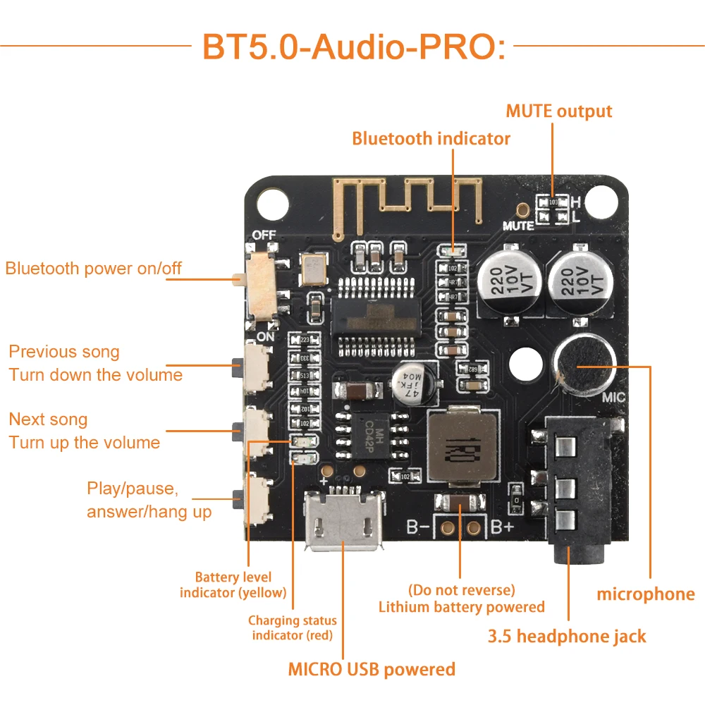 VHM-314 MP3 Bluetooth Audio Receiver Board Decodierung Board BT Audio Empfang Verlustfreie Auto Lautsprecher Modifizierte Modul Image