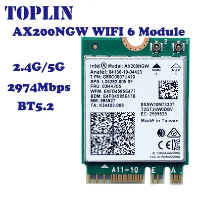 WiFi 6 Dual Band 3000Mbps Wireless Card For Intel AX200 M.2 BT5.2 2.4G/5Ghz 802.11ac/ax AX200NGW
