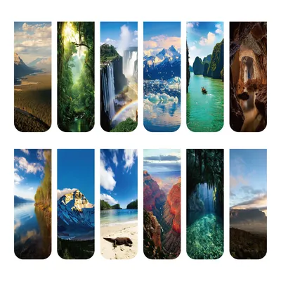 12pcs Magnetic Bookmarks ，Seven Natural Wonders of the World and the new Seven Natural Wonders- Durable Paper Page Markers for S