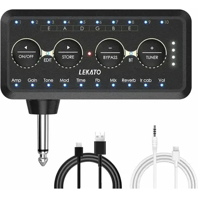 Lekato Headphone Amplifier Speaker Travel Guitar Effect Speaker Acoustic System Sound Amplifier for Guitar Distortion Recording