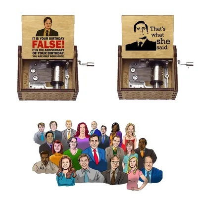 New The Office Wooden Music Box Fun Dwight Jim Pam Figure Print Custom Music Theme Musical Box