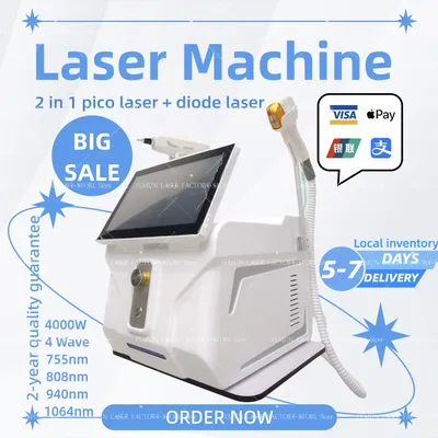 2025 New 2-in-1 808nm Ice Handle Diode Laser Q-Switched Nd:YAG Portable 4000W High Power Permanent
