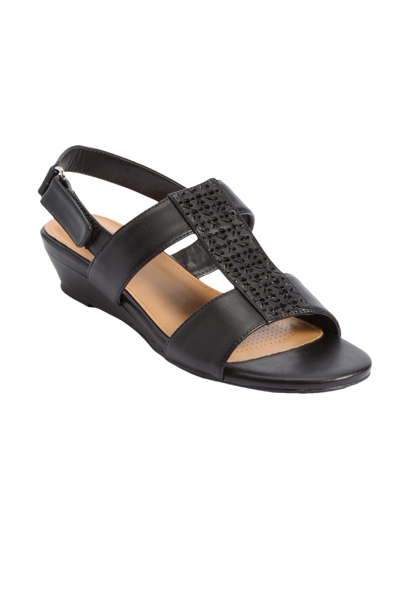 Extra Wide Width Women's The Lila Sandal by Comfortview in Black (Size 9 WW)