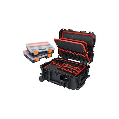 HMF 15604-02 Outdoor Werkzeugtrolley, Werkzeugkoffer leer mit Rollen, 46,5 x 36 x 22,5 cm Image