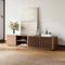 Mid-Century Modern TV Stand, Louvered Wood Entertainment Center with Slatted Doors, Open Storage,78.74"