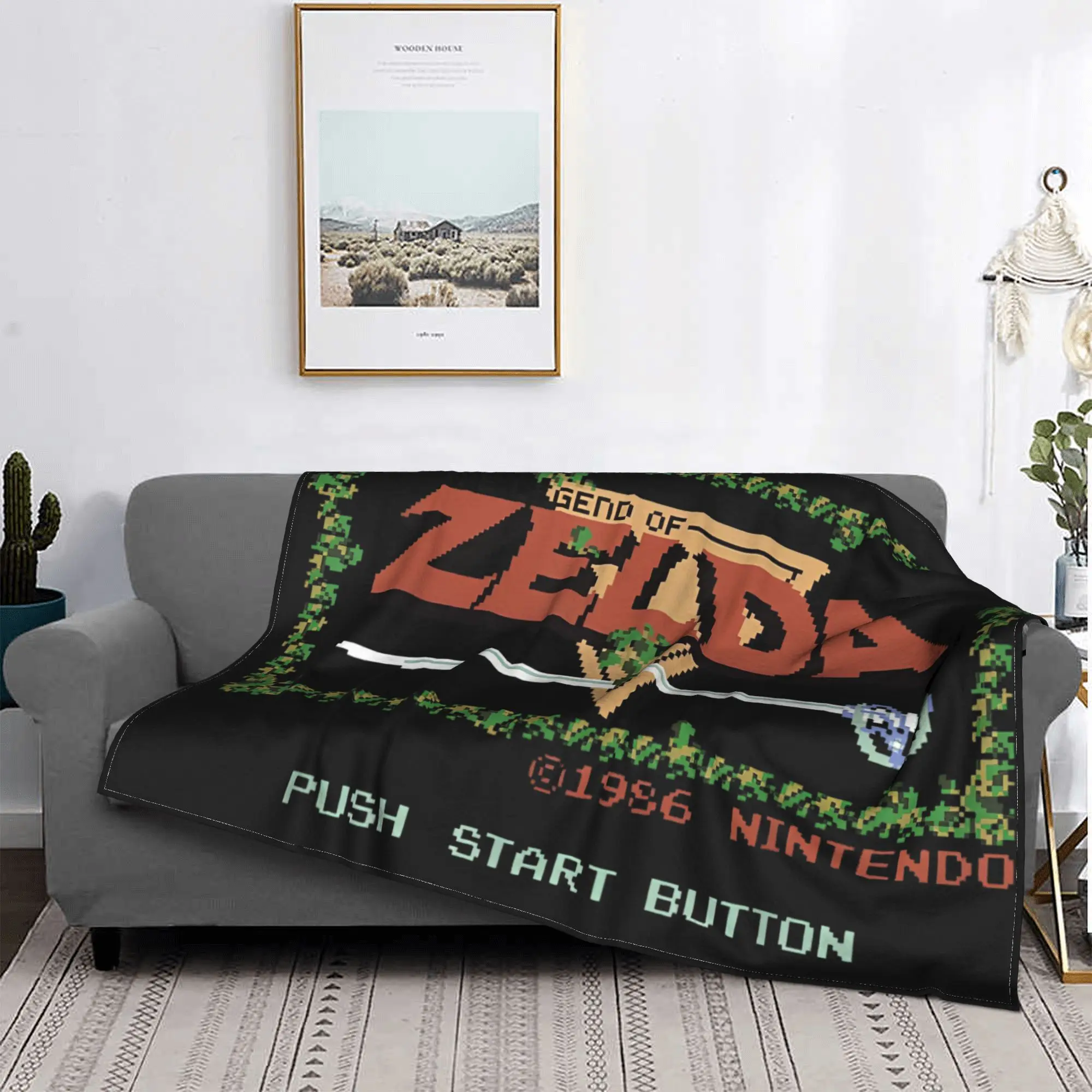 Z-Zelda Legends Flanelldecke, klassische NES-Titelbildschirm, individuelle Überwurfdecken, Sofa-Bettwäsche, Lounge, 150 x 125 cm, dünne Plüschdecke Image