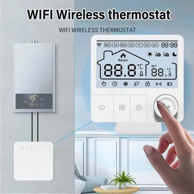 RF Wireless Thermostat Smart WiFi Floor Heating For Gas Boiler Battery Powered Tuya Temperature Controller Receiver Alice Google