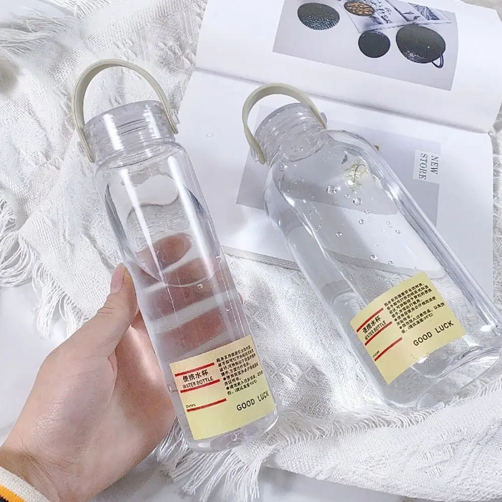 Robuster 400 ml/1 l transparenter Kunststoff-Wasserbecher für Studenten, einfacher Sportbecher, große Kapazität, tragbarer Becher mit Text Image