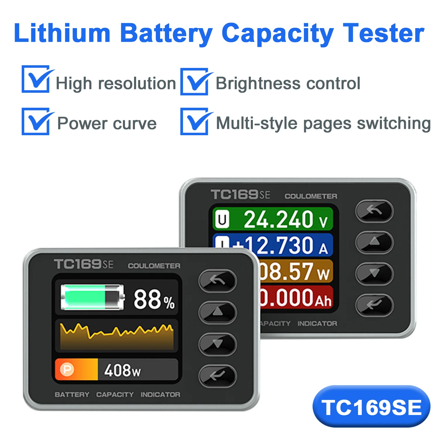 TC169SE Farbbildschirm Coulombmeter Hochpräziser Lithium-Batterie-Kapazitätstester Anzeige Dynamisches Monitormessgerät DC6-60V Amperemeter Image