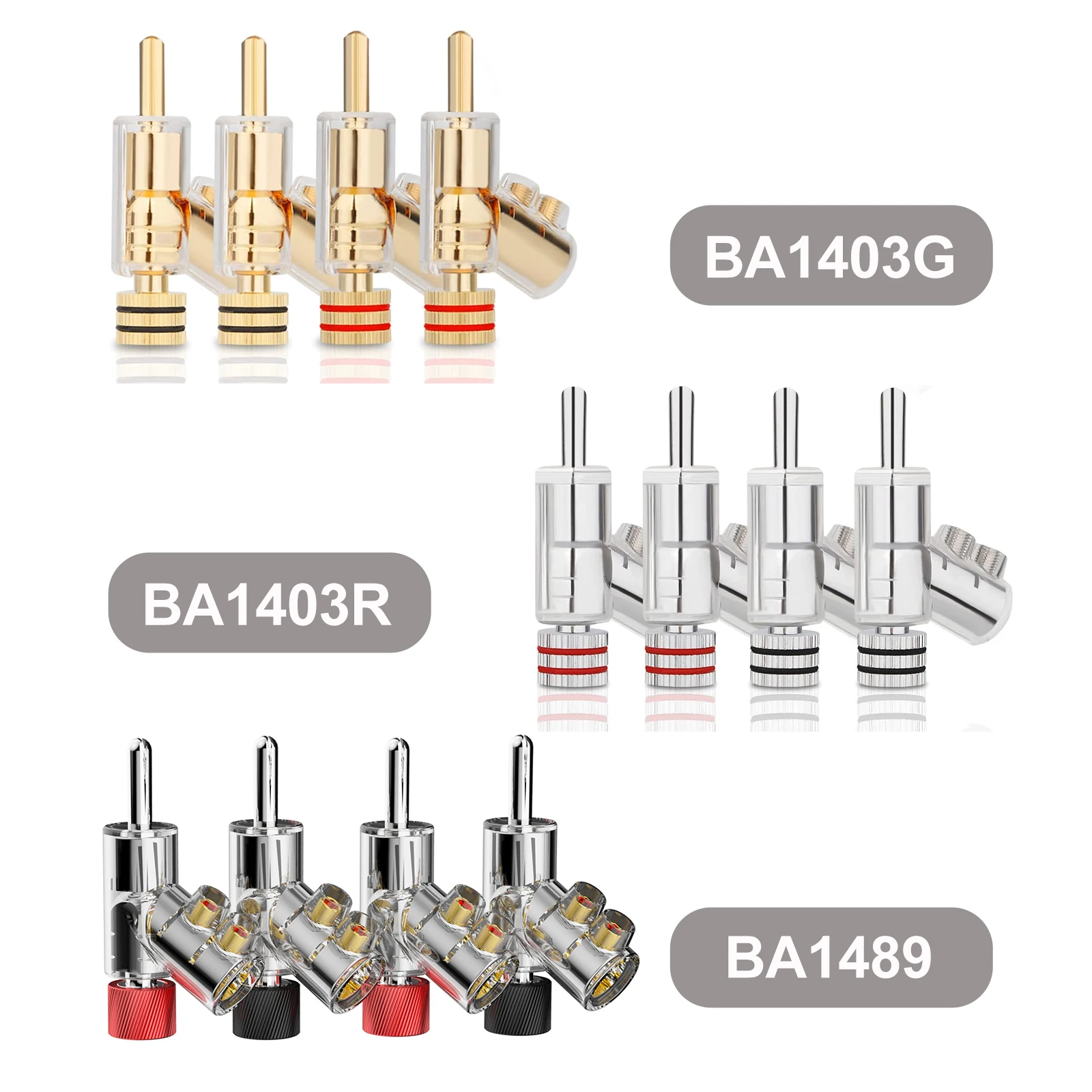Hi-End-Bananenstecker, 45-Grad-Doppelschraube, vergoldet/rhodiniert, Bananenstecker für DIY-Lautsprecherkabel, Audio/Video Image