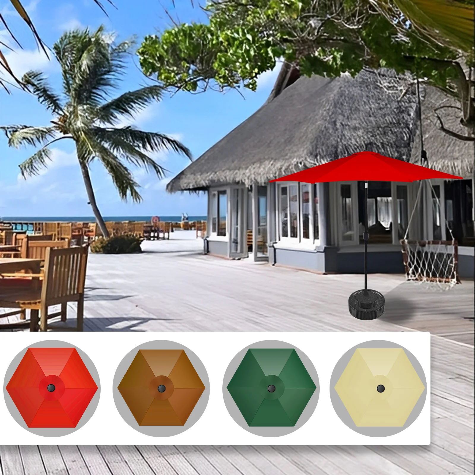 6,4 Fuß Sonnenschirm, Terrassenschirm, 6 Rippen, Ersatzüberdachung, Polyester, Outdoor-Regenschirm, praktisches Schattierungszubehör für den Strandhof Image