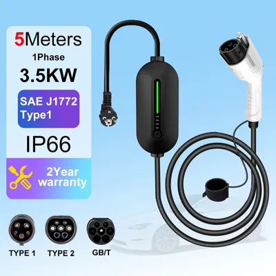 IPENGEN 3,5 kW EV-Ladegerät, tragbar, 5 m Kabel, Typ 2, 16 A, 1 Phasen, Elektroauto-Ladegerät, Image