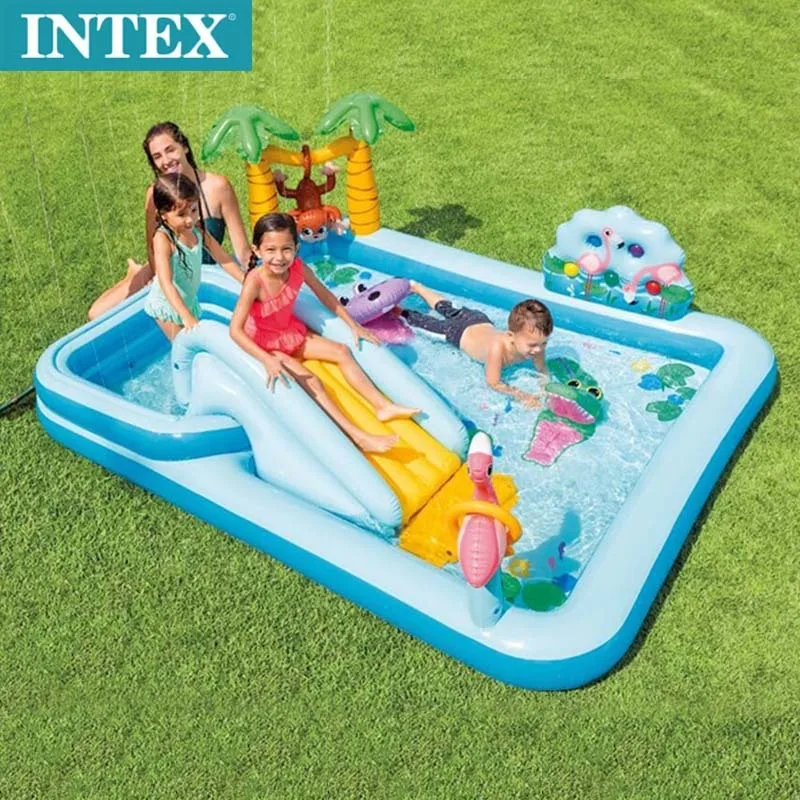 Sommer aufblasbare Spielzeuge Krokodil Garten Wasserrutsche aufblasbare Pool verspielte Pool Outdoor Kinder Familie Ozean Ball Pool Image