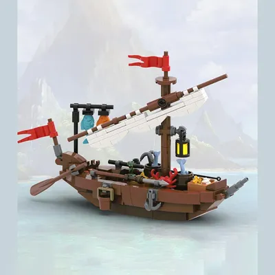 172pcs MOC Little Fishing Boat Building Blocks Model DIY Toys Children's Festival Gifts