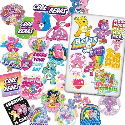 New 32pcs Carebears Anime Stickers Ins Girls Handbook Decoration Cartoon Skateboard Trunk Waterproof Stickers DIY Toys for Kids