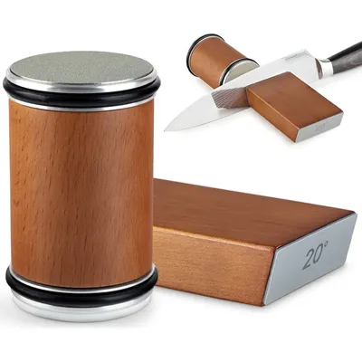 Rolling Knife Sharpener for Straight Edge, Knife Sharpener Kit with 15 & 20° Degree Magnetic Angle