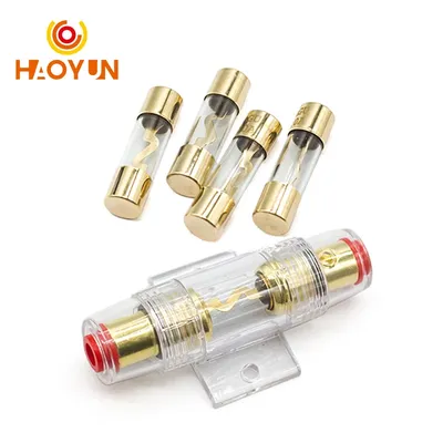 【1Set 】Fuse Holder Block For Car Vehicle Subwoofer Audio In Line AMP Amplifier Cable Gauge Gold