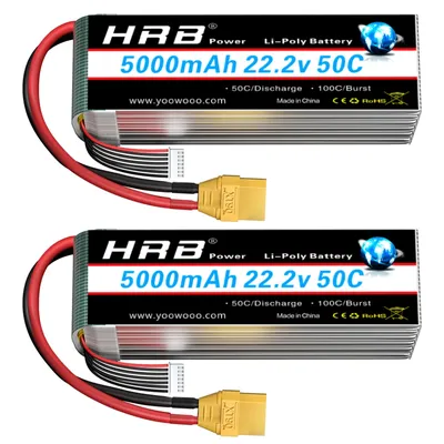 1/2PCS HRB 22.2V 5000mah Lipo Battery 6S Lipo Drone Battery 50C XT90 EC5 Connector for RC Quadcopter