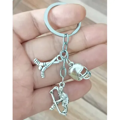 Helmet Hockey Stick Athlete Keychain Hockey Club Keychain